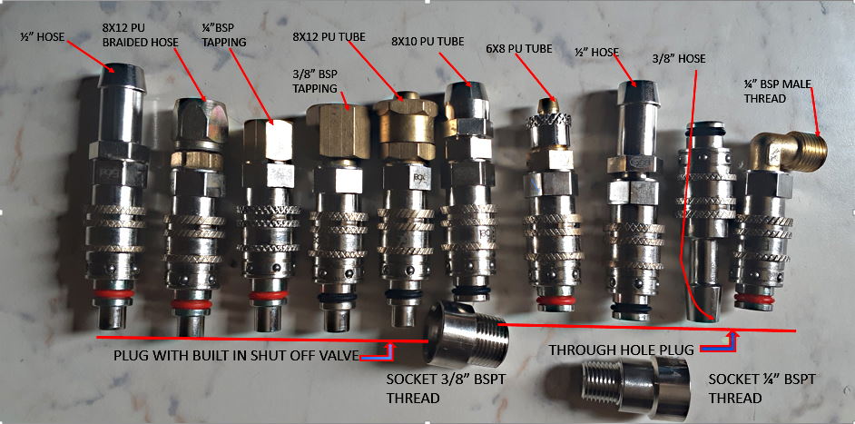 Connections available for quick change connector